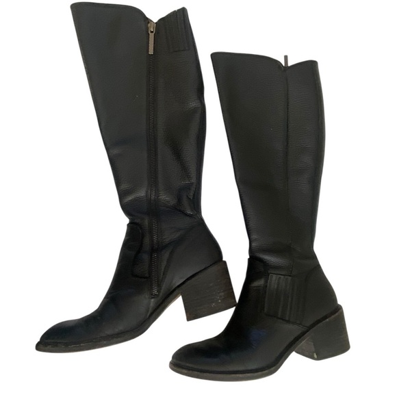 DONALD PLINER Classic Black Riding Full Length Pebble Leather Boots  SZ 7.5 - Picture 3 of 16